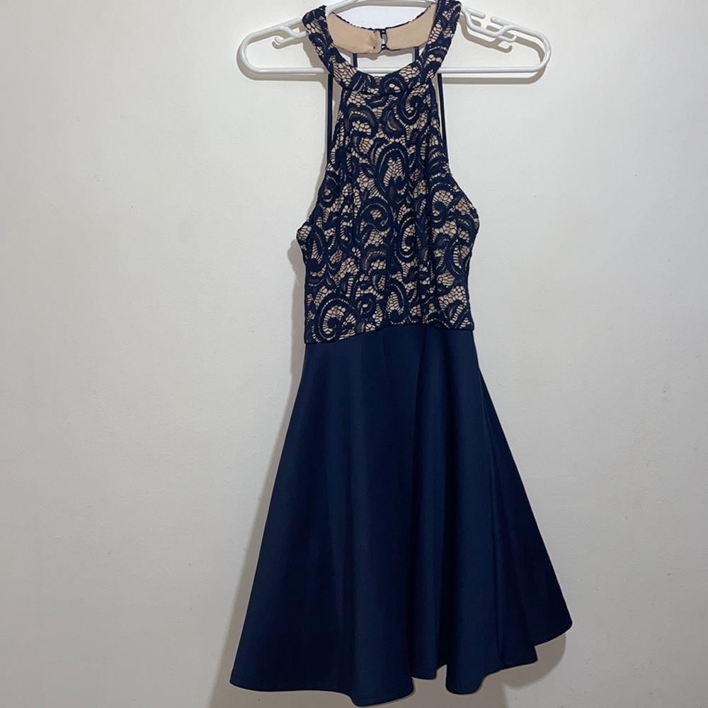 Navy/tan dress